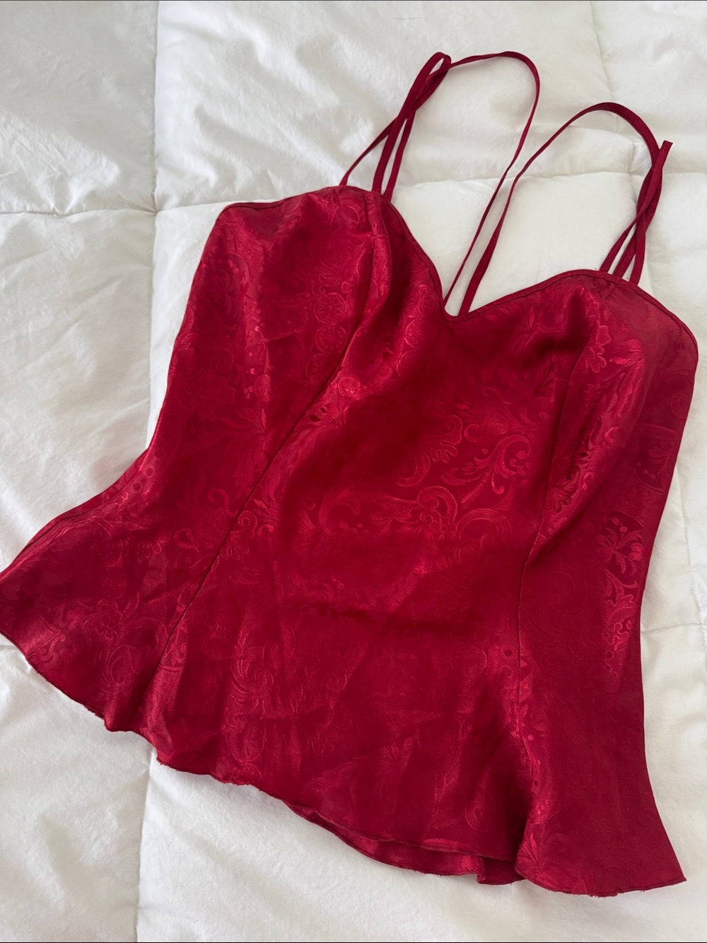 VS Deep Red Satin Jacquard Cami Top - S
